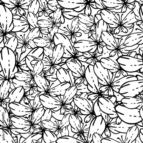 Seamless black and white vector pattern with butterflies