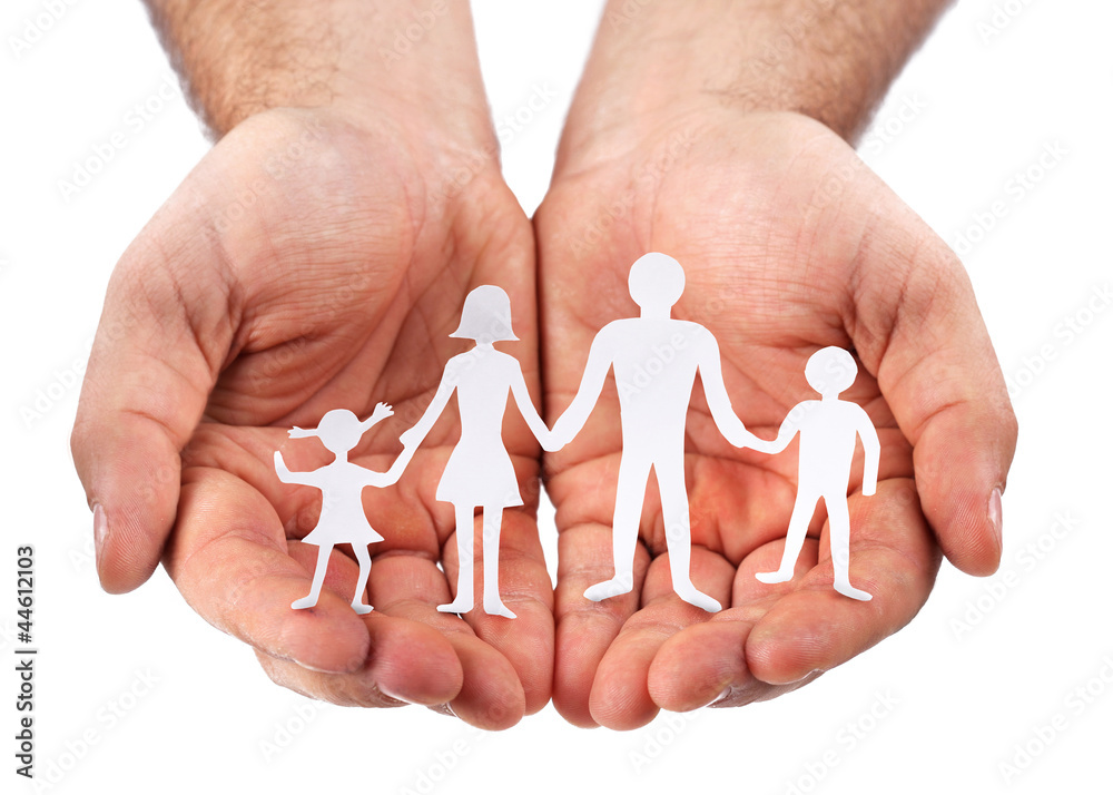 Cardboard figures of the family on a white background. Cardboard figures of the family on a white background.
