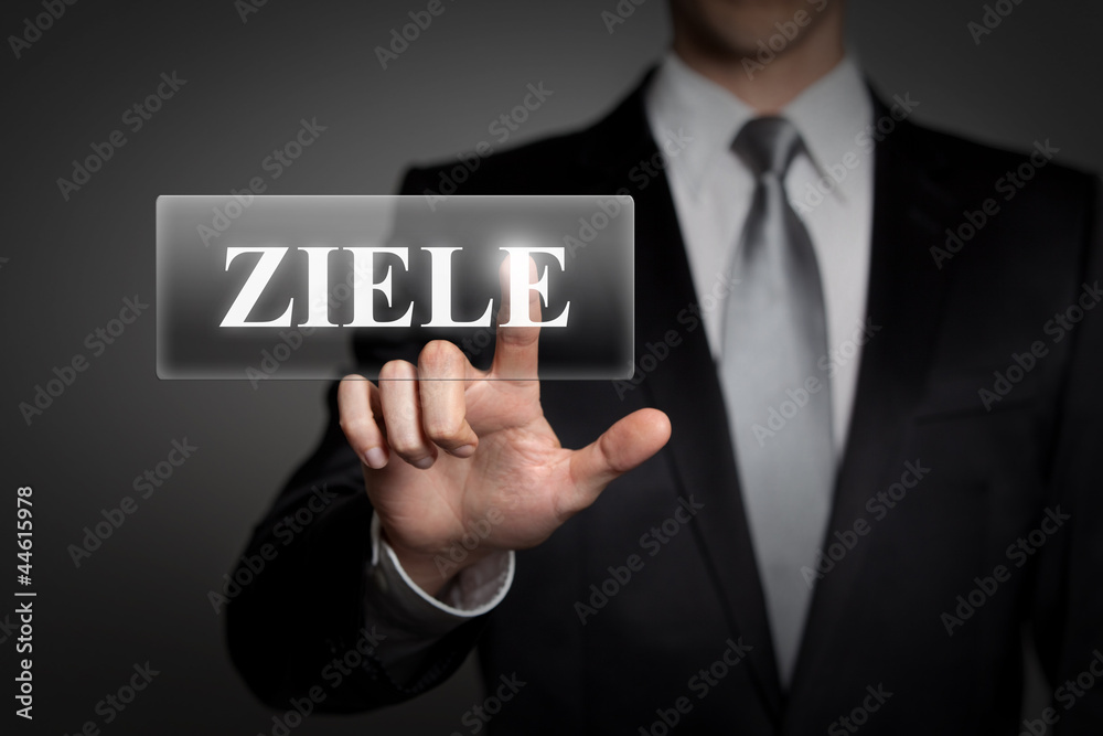 Mann drückt touchscreen button - Ziele Mann drückt touchscreen button - Ziele