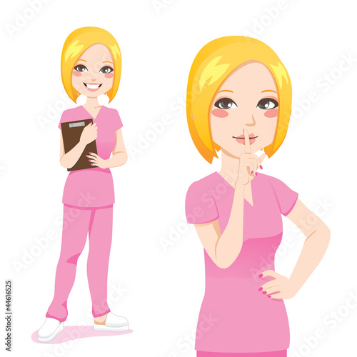 Blond Nurse Silence Sign