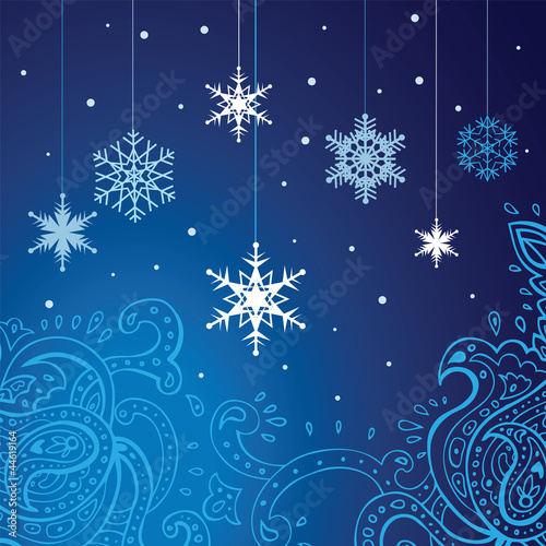 Winter snowflakes background. New Year Vector illustration.