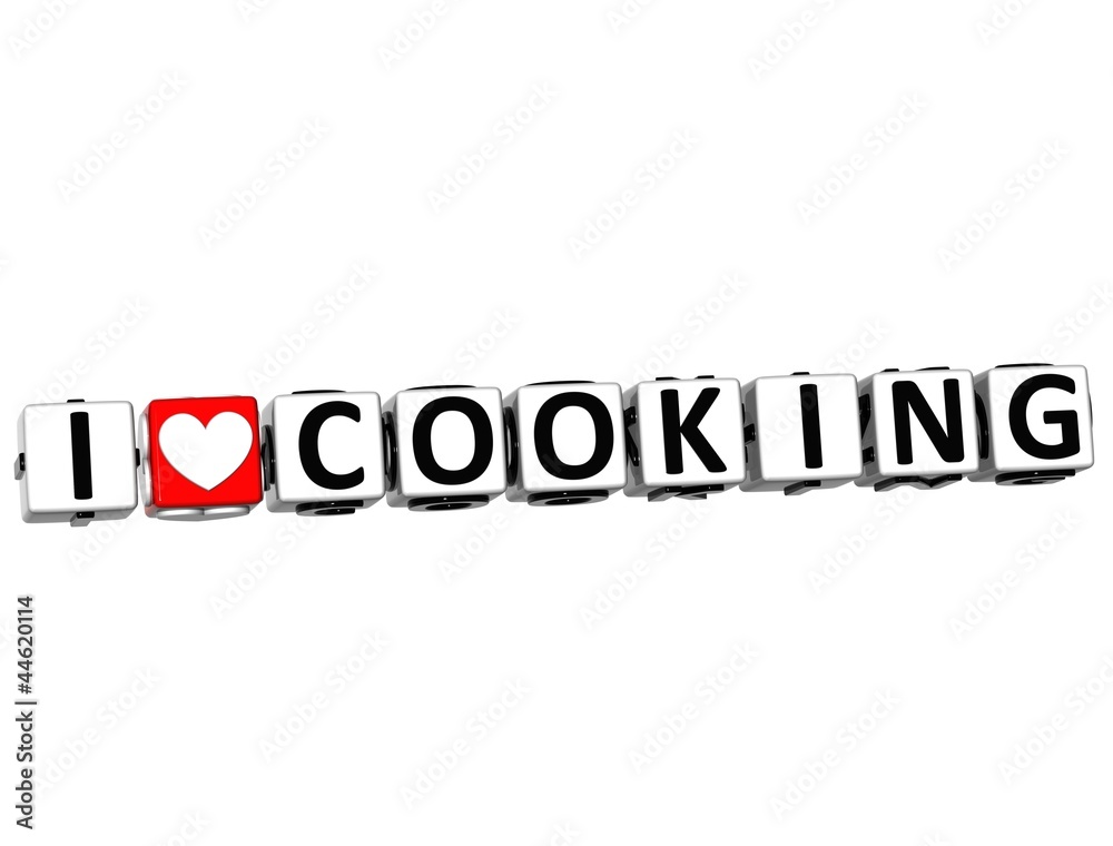 3D I Love Cooking Button Click Here Block Text 3D I Love Cooking Button Click Here Block Text