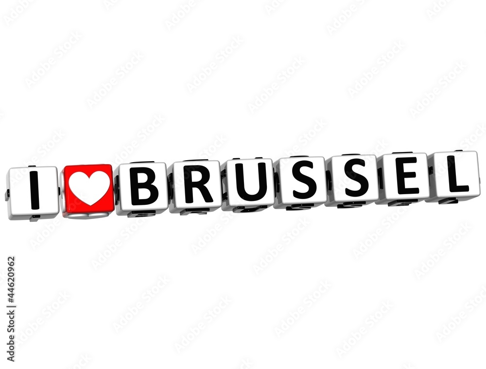 3D I Love Brussel Button Click Here Block Text 3D I Love Brussel Button Click Here Block Text