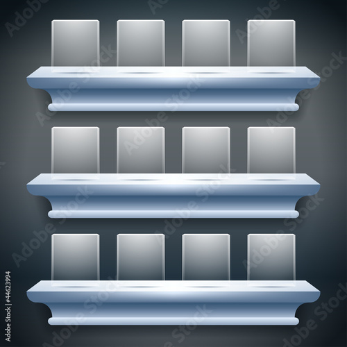 3d isolated shelf for exhibit with empty glass boxes