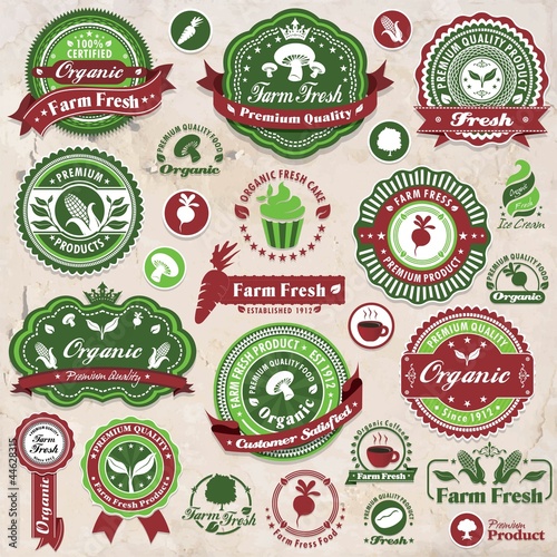 Vintage organic label set template