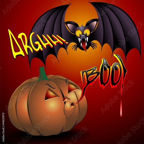 Pumpkin and Bat Cartoon Comics-Pipistrello e Zucca Fumetto