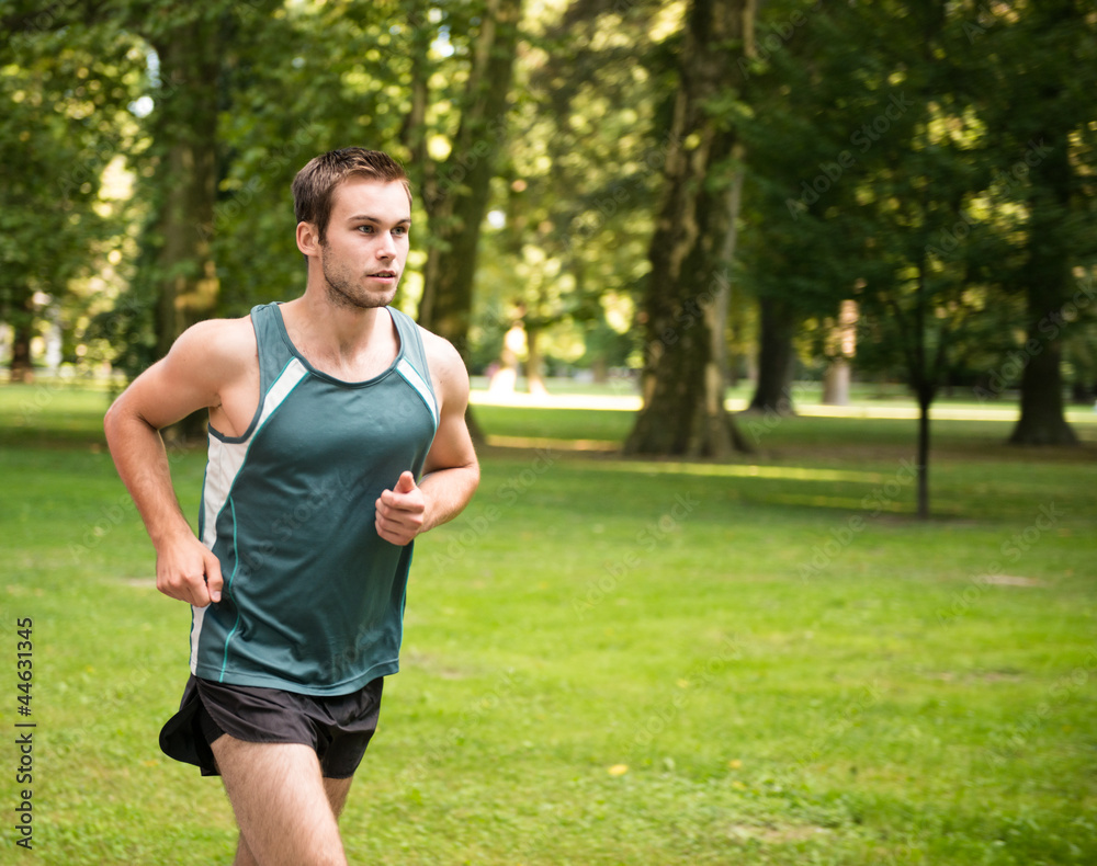 Jogging - man running in nature Jogging - man running in nature