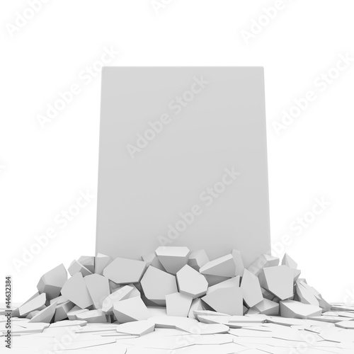 Fototapeta Naklejka Na Ścianę i Meble -  Solid Concrete Block Breaking Through From Floor