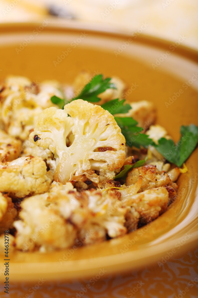 Roasted cauliflower with lemon peel and garlic. Roasted cauliflower with lemon peel and garlic.