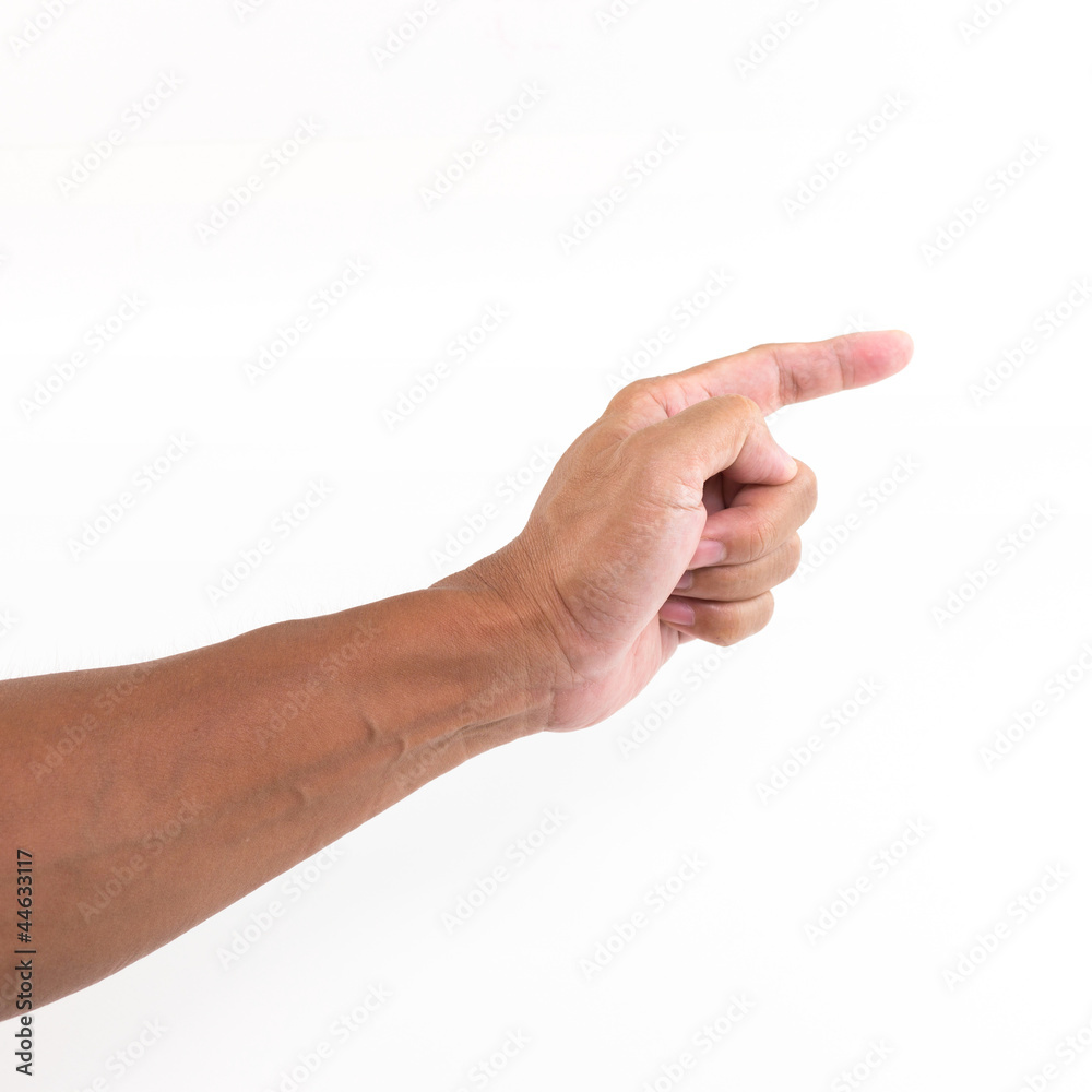 Hand with point finger, isolated on a white background Hand with point finger, isolated on a white background