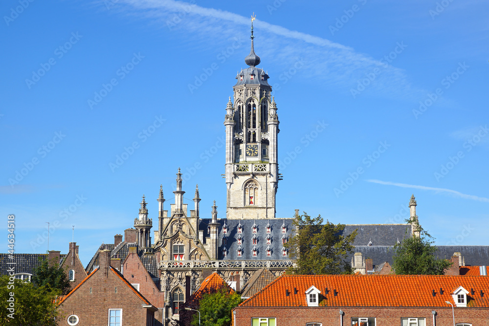 Fototapeta premium Panoramic views of the Town Hall Stadhuis, Middelburg