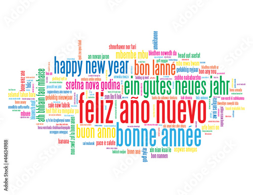 Nube de Palabras "FELIZ AÑO NUEVO" (happy new year bonne année)