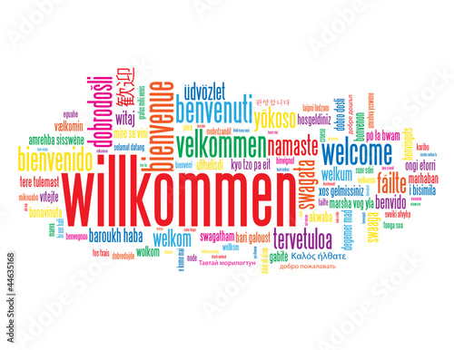 "WILLKOMMEN" Schlagwortwolke (Kundendienst Service Kontakt)