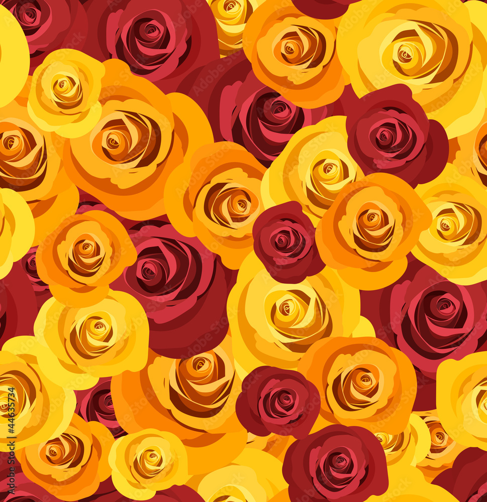 Seamless pattern with red and yellow roses. Vector illustration. Seamless pattern with red and yellow roses. Vector illustration.