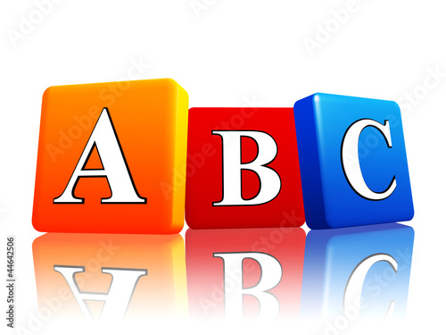 abc letters in color cubes