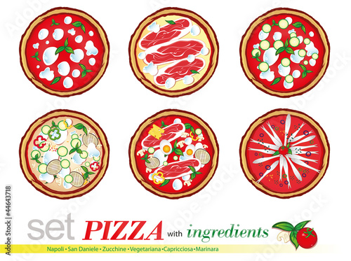 set pizza with ingredients