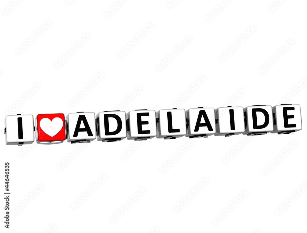 3D I Love Adelaide Button Click Here Block Text
