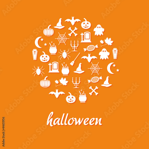 halloween icons in circle