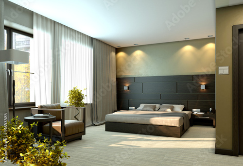 Modern luxury beige elegant bedroom interior