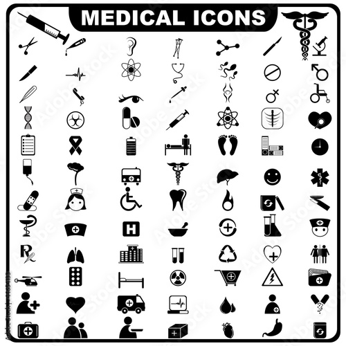 vector illustration of complete set of medical related icon