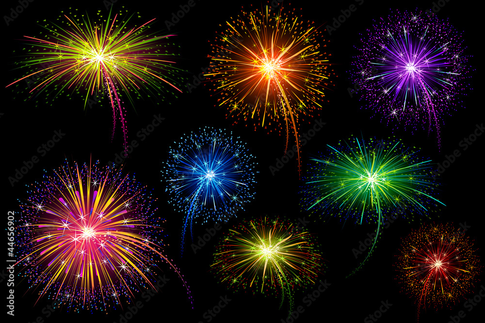 vector illustration of collection of colorful firework