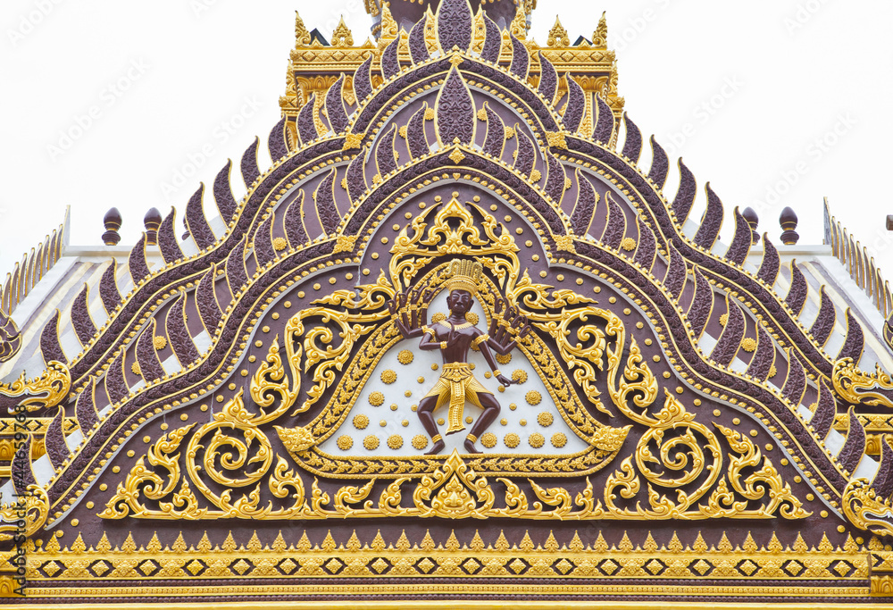 Detail of ornately decorated temple roof