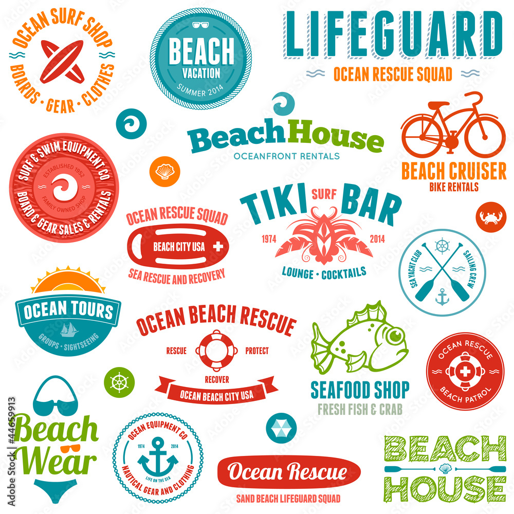 Naklejka premium Beach badges and emblems