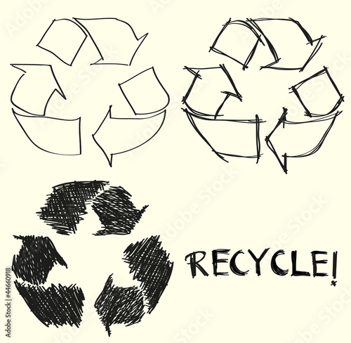 Hand drawn recycle sign
