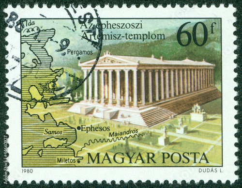 Obraz na płótnie stamp printed in the Hungary shows Temple of Artemis, Ephesus w salonie
