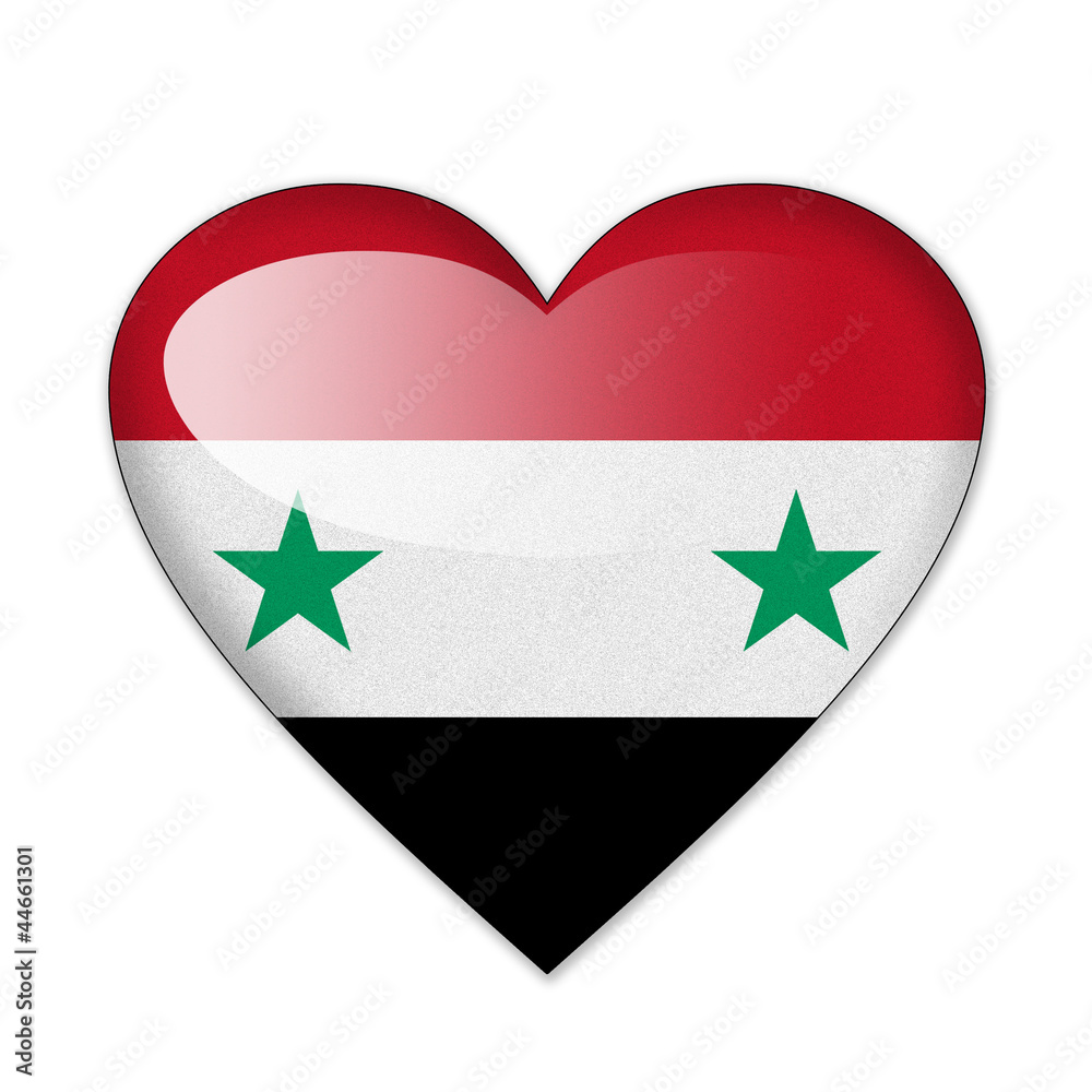 Syria flag in heart shape isolated on white background Syria flag in heart shape isolated on white background