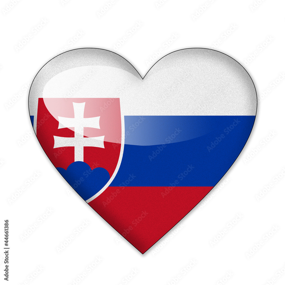 Slovakia flag in heart shape isolated on white background