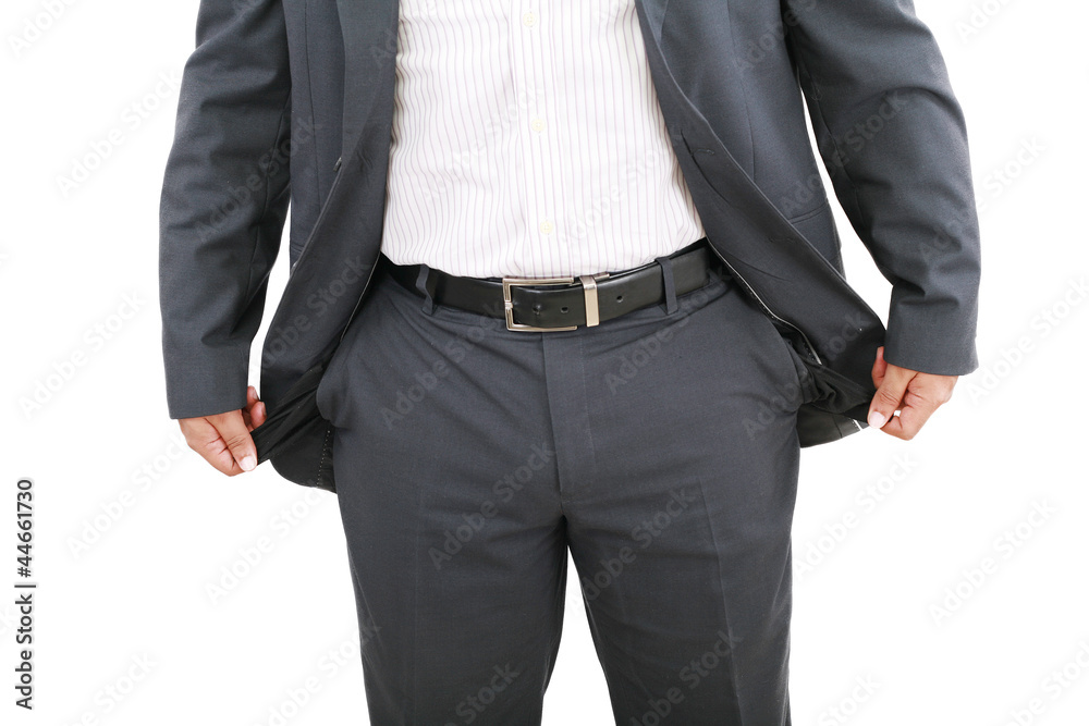 Businessman with empty pockets Businessman with empty pockets