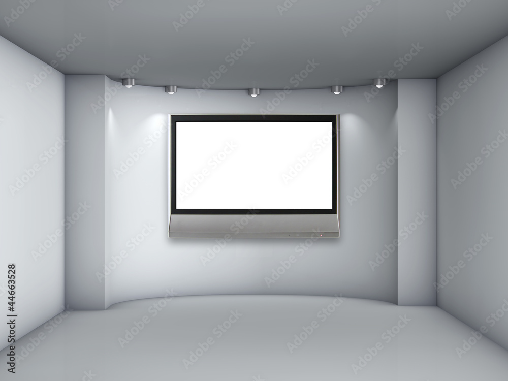 3d empty niche with spotlights and lcd tv for exhibit 3d empty niche with spotlights and lcd tv for exhibit