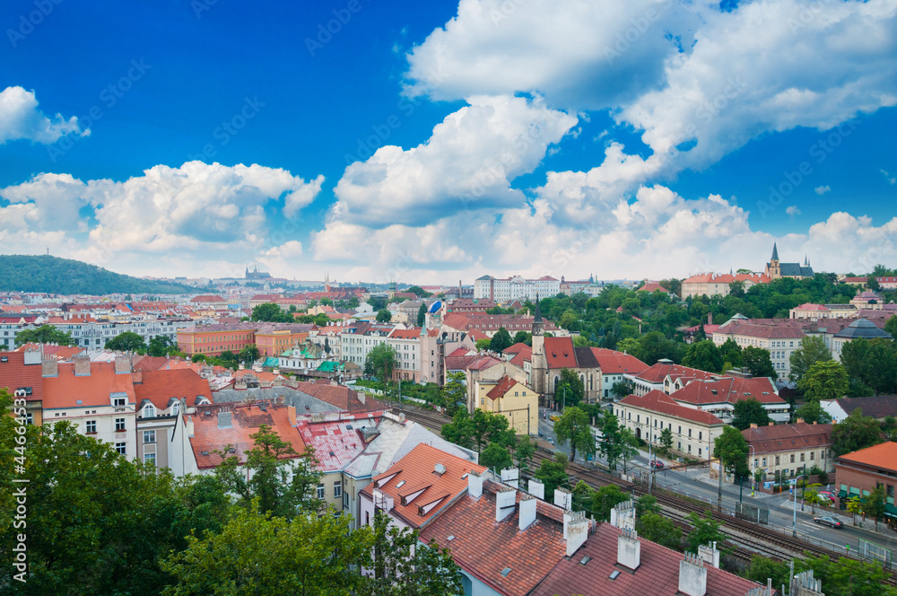 view of Prague city from Vysehrad hill