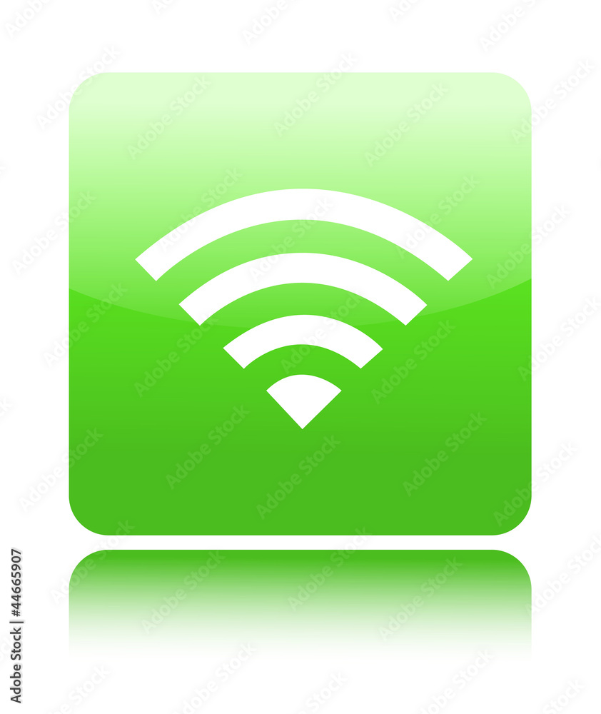 Green glossy wireless of wifi button sign Green glossy wireless of wifi button sign