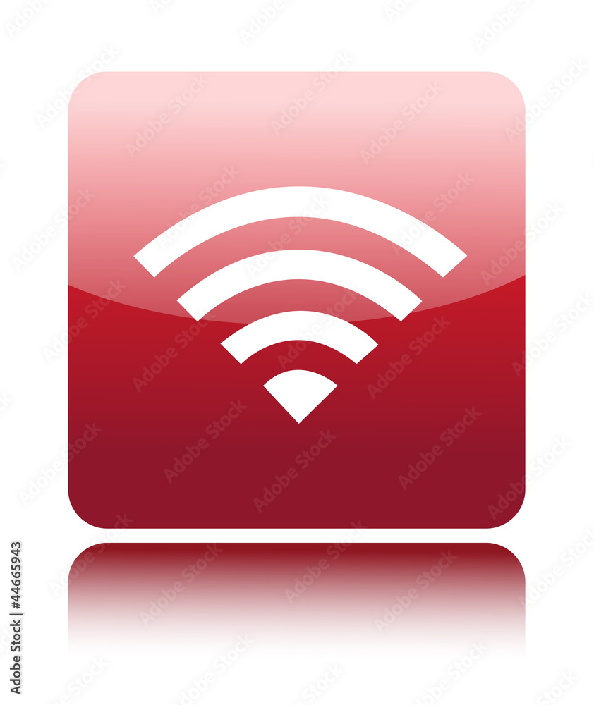 Red glossy wireless or wifi button sign Red glossy wireless or wifi button sign