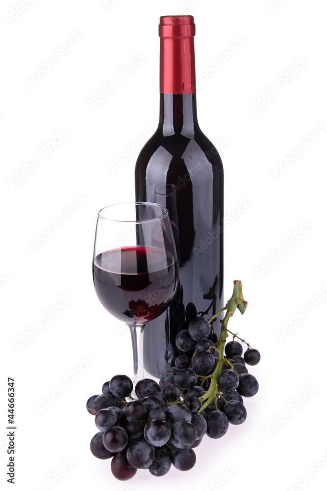 wineglass,bottle and grape
