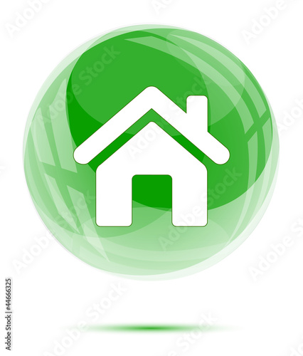 White home icon in the green glass