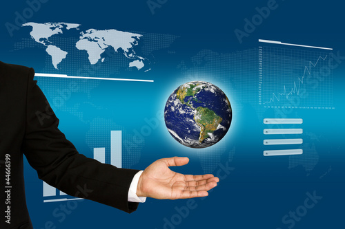 Earth on Businessman hand