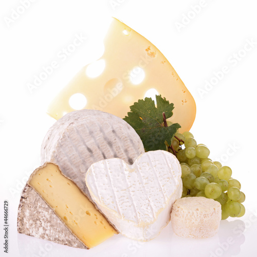 assortment of cheese isolated on white