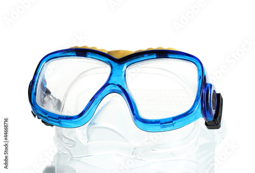 blue swim goggles isolated on white.