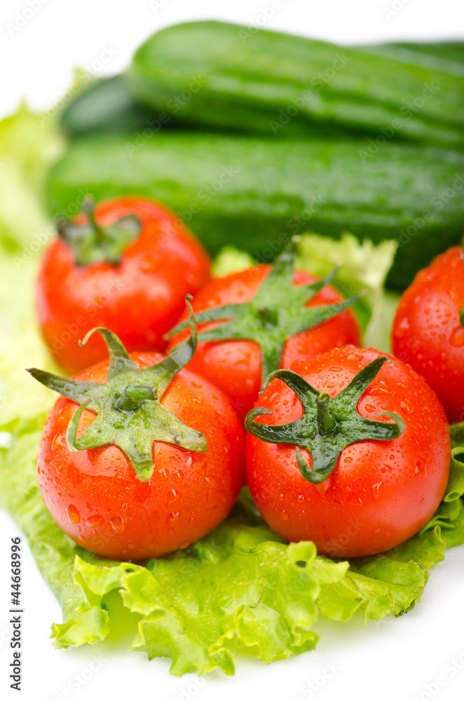 Cucumbers and tomatoes ready for salad Cucumbers and tomatoes ready for salad