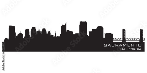 Sacramento  California skyline. Detailed vector silhouette