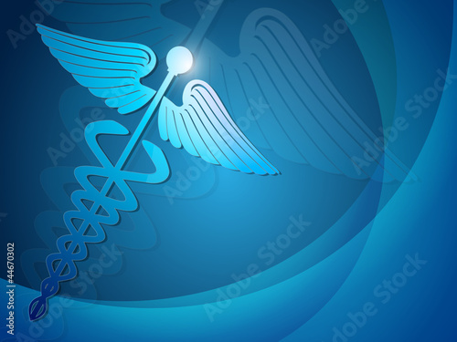 Abstract medical background with 3D caduceus medical symbol. EPS