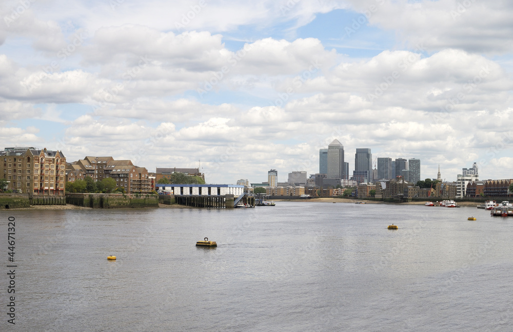 View to Canary Wharf from Southwark. London. UK
