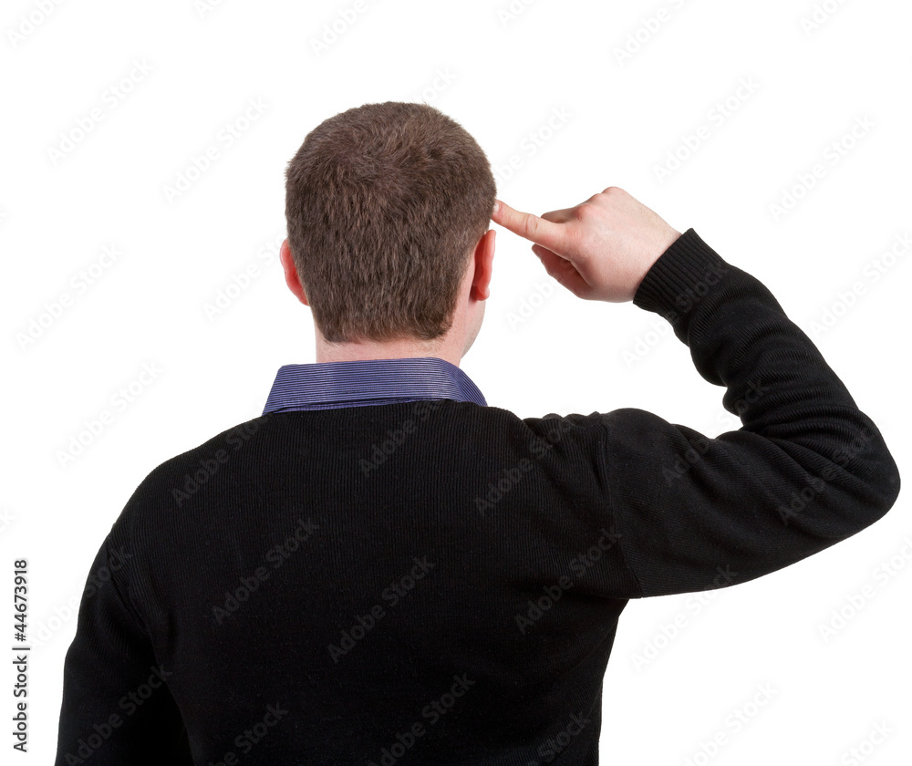Back view of thinking business man Back view of thinking business man