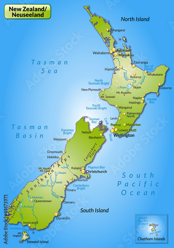 Obraz na płótnie Umgebungskarte von Neuseeland