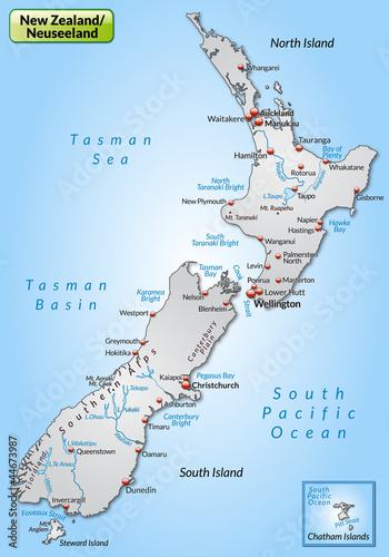   bersichtskarte von Neuseeland