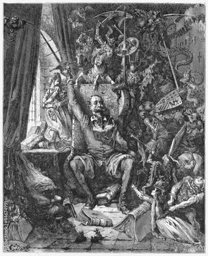 Don Quijote reading novels of chivalry