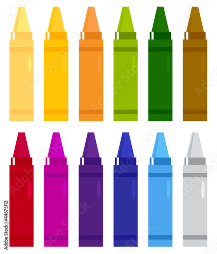 Colorful crayons set isolated on white